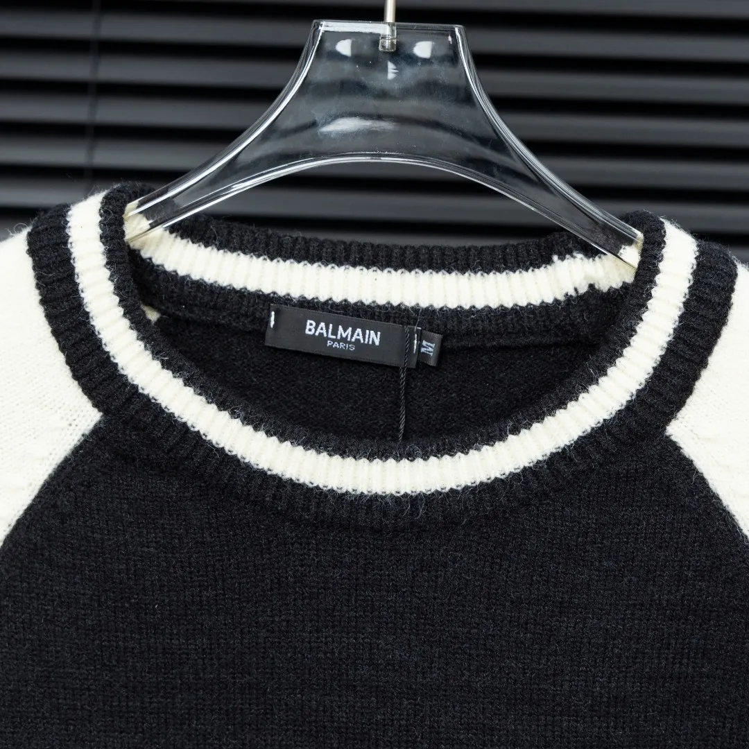 Style: BALMAIN patchwork striped long-sleeved sweater Size: S-XXL Fabric: Wool blend Accessories: Full set of customized original accessories No gender distinction Men and women Same Style